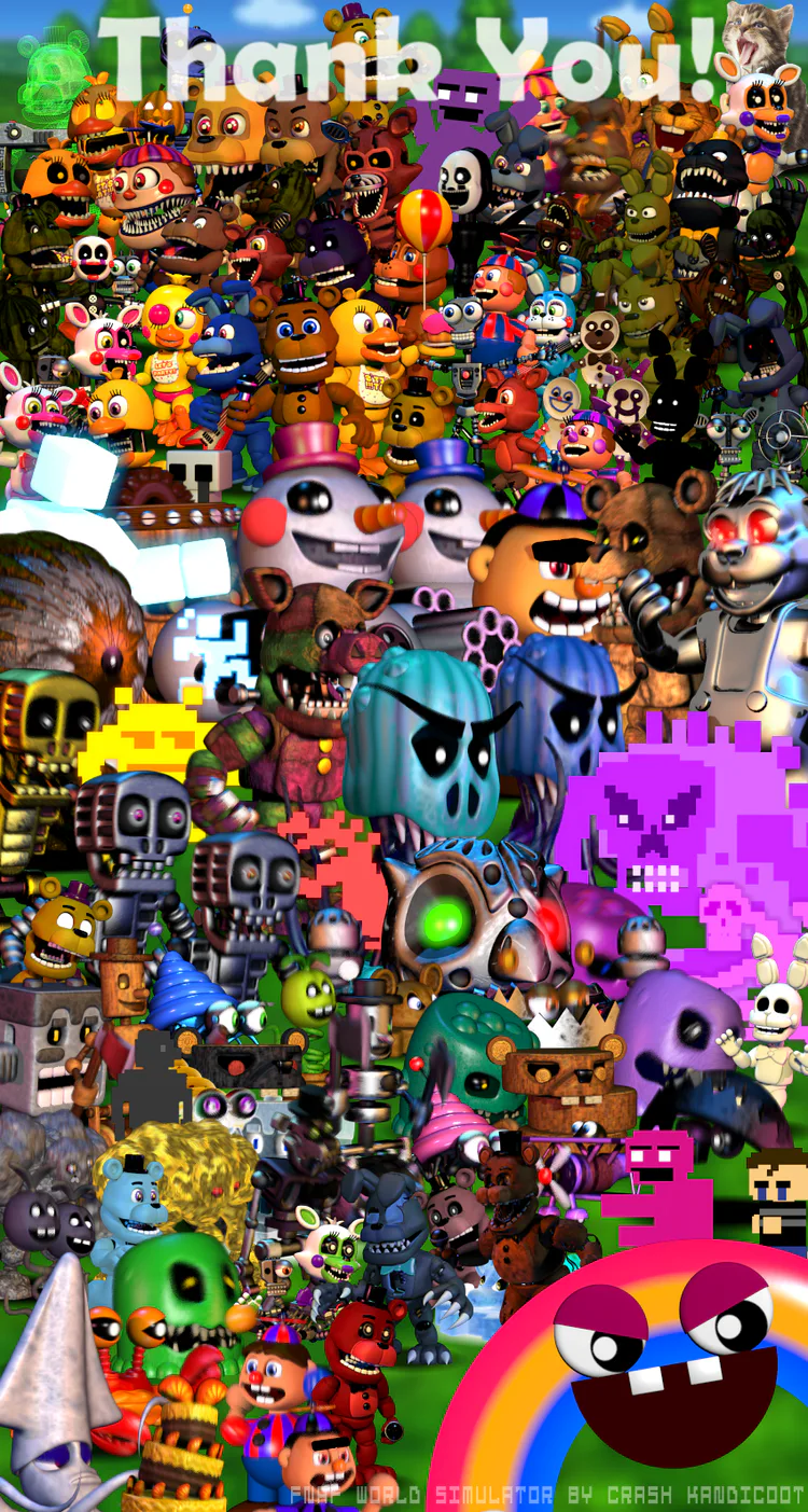 ALL CHARACTERS UNLOCKED!!  FNAF World Simulator 