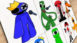 DRAWING ROBLOX - SCARY Rainbow Friends / Blue, Green, Orange, Purple / Rainbow  Friends Paranoid Meme 