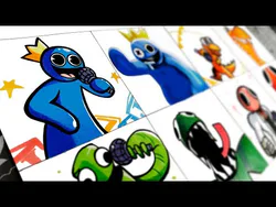 How to draw Blue from fnf Rainbow Friends  Friday Night Funkin step by  step 