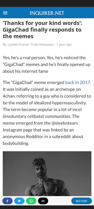 Thanks for your kind words': GigaChad finally responds to the memes