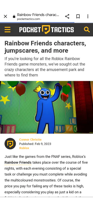Rainbow Friends characters, jumpscares, and more