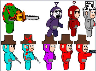 This is all of the sprites I made for Slendytubbies 3. It's