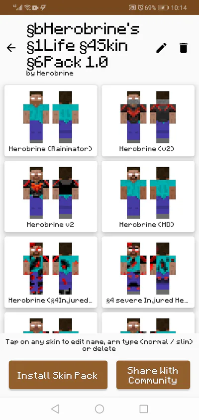 my steve and herobrine skin pack 