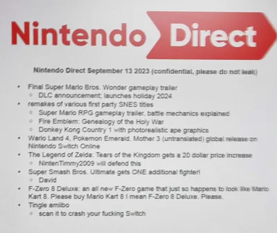 NINTENDO DIRECT LEAK HOLY ****