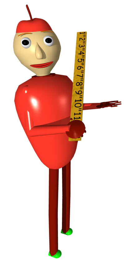 baldi from baldi's basics with a wooden ruler and