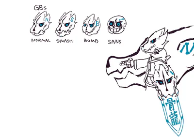 Concept art and pixel art of several GBs. - Gaster Blaster!Sans