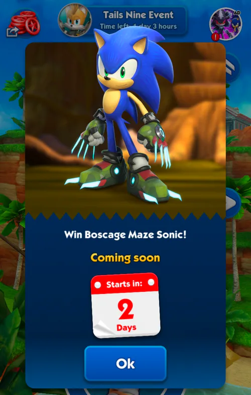 SONIC DASH NEW UPDATE SONIC PRIME - NEW CHARACTER BOSCAGE MAZE SONIC 