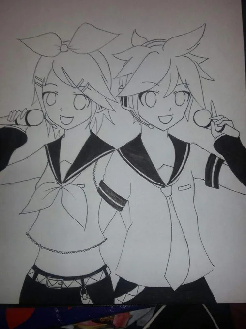 anime rin and len coloring pages