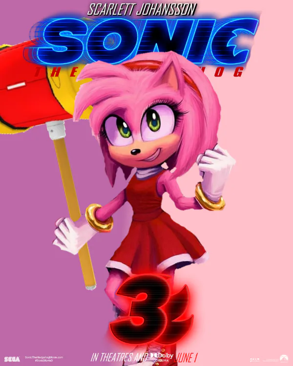 Samuel Lukas The Hedgehog on Game Jolt: Sonic Movie 3 (2024) Character  Poster 3 Amy Rose