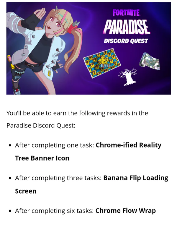 Fortnite Paradise Discord Quest Rewards and Challenges