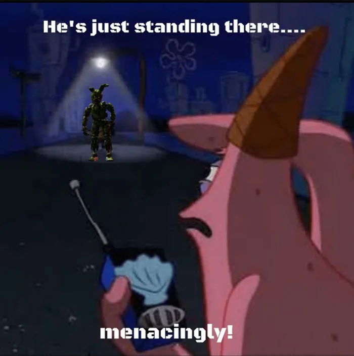 gaming patrick he's just standing here menacingly Memes & GIFs - Imgflip,  menacingly 