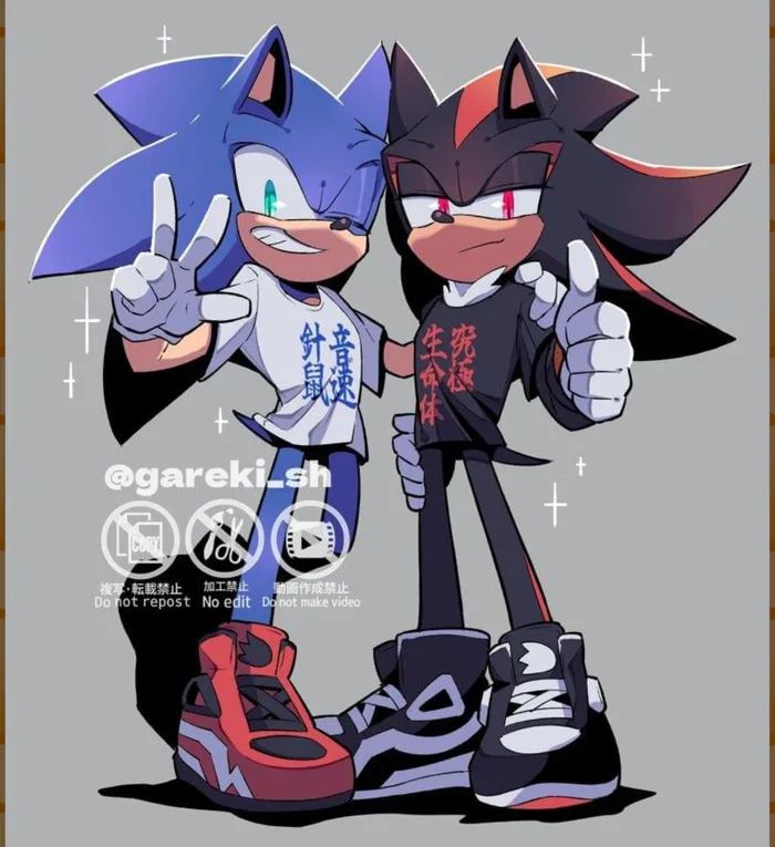 sonic the hedgehog, shadow the hedgehog, and dark sonic (sonic) drawn by  gareki_sh