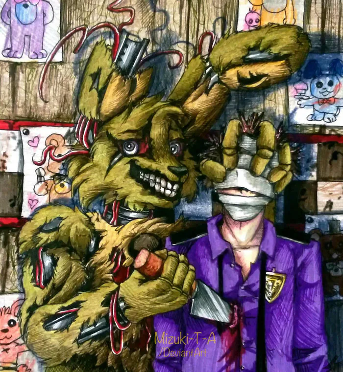 Mizuki- T-A - Nightmare Fredbear FNaF 4 fanart