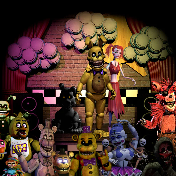 All Of The Animatronics from FNAF 2 and behind😁❤