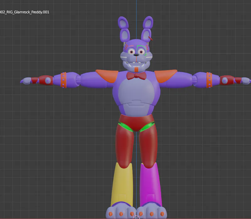 Glamrock Freddy-FNAF Security Breach 3D model rigged