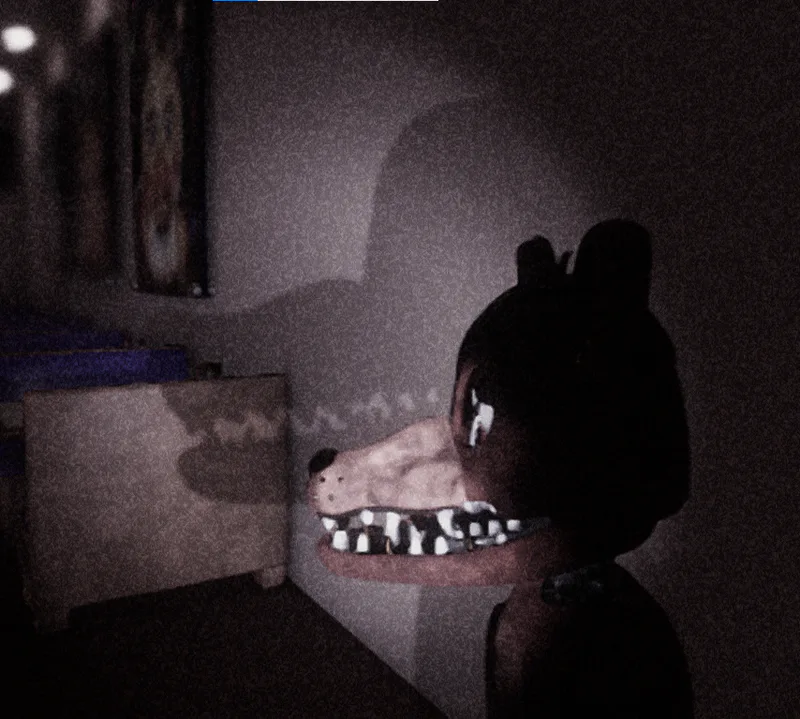 Withered foxy running down a dark hallway