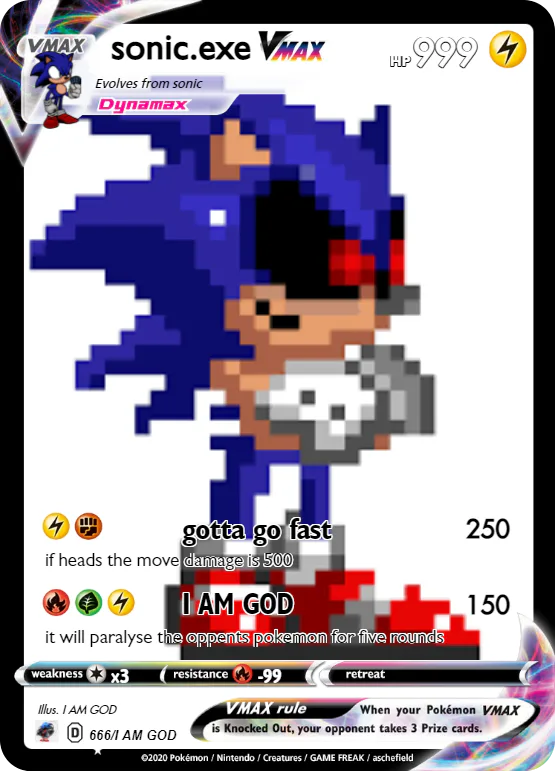 deathsoul5000 on Game Jolt: "sonic.exe as a pokemon card"