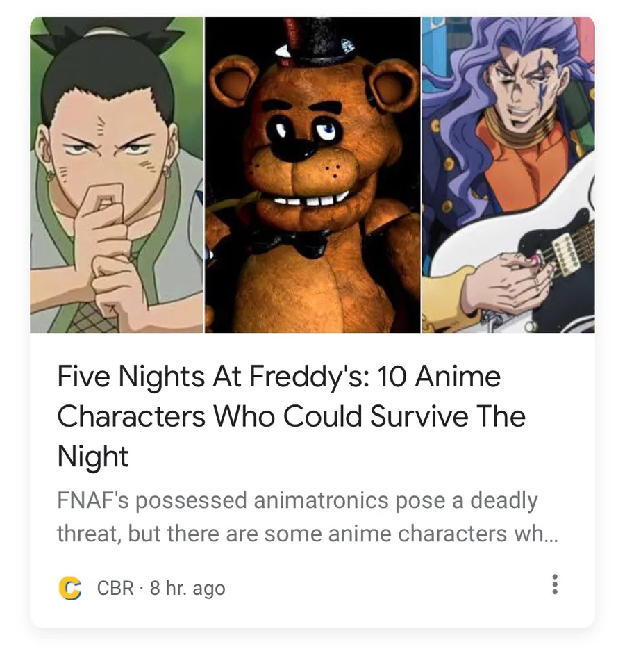 Five Nights At Freddy's: 10 Anime Characters Who Could Survive The Night