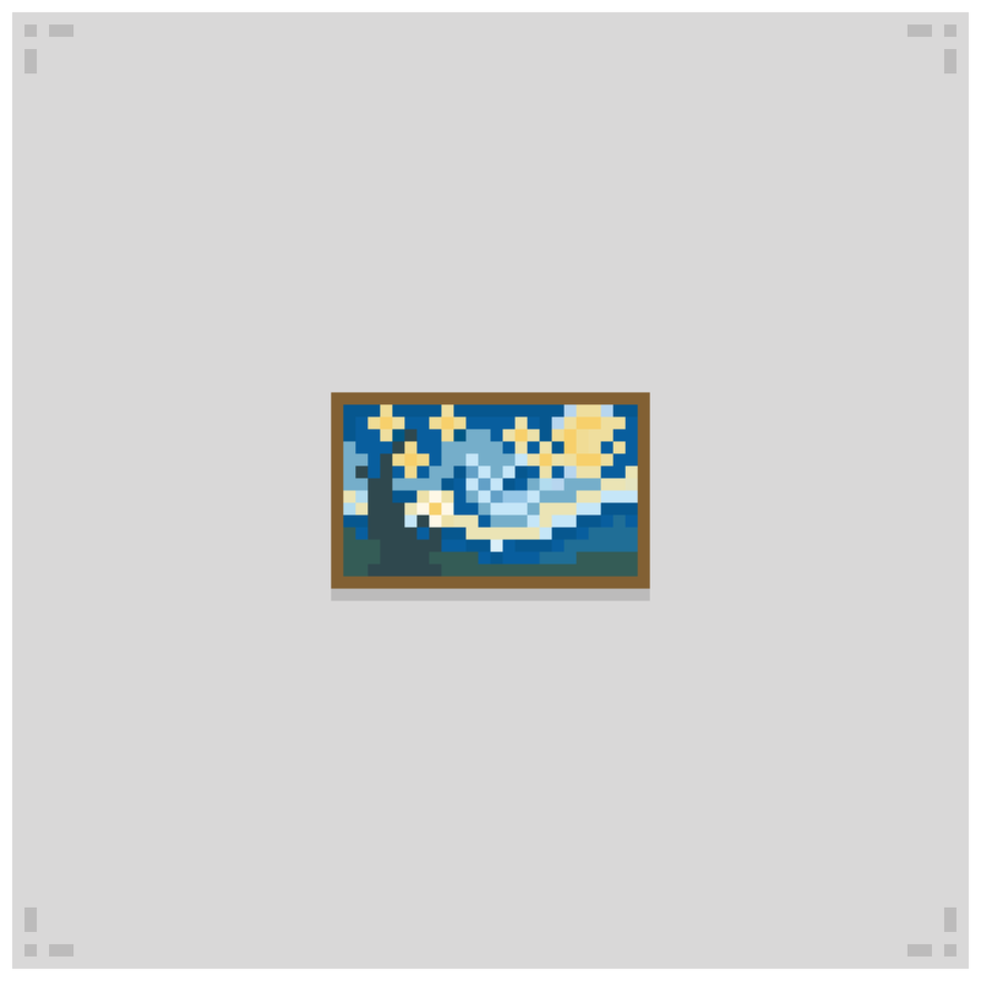 Simple pixel art of a starry night, 32x32