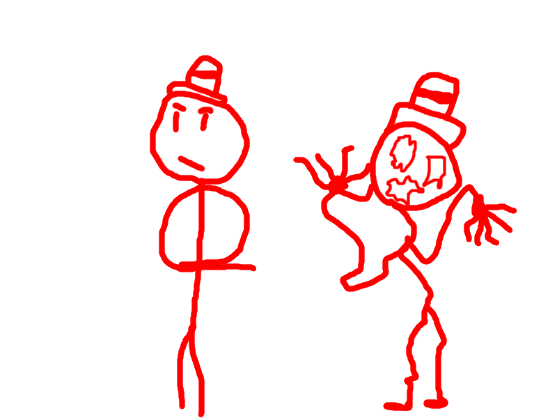 Red Stickman fighting Blue Stickman - Drawception