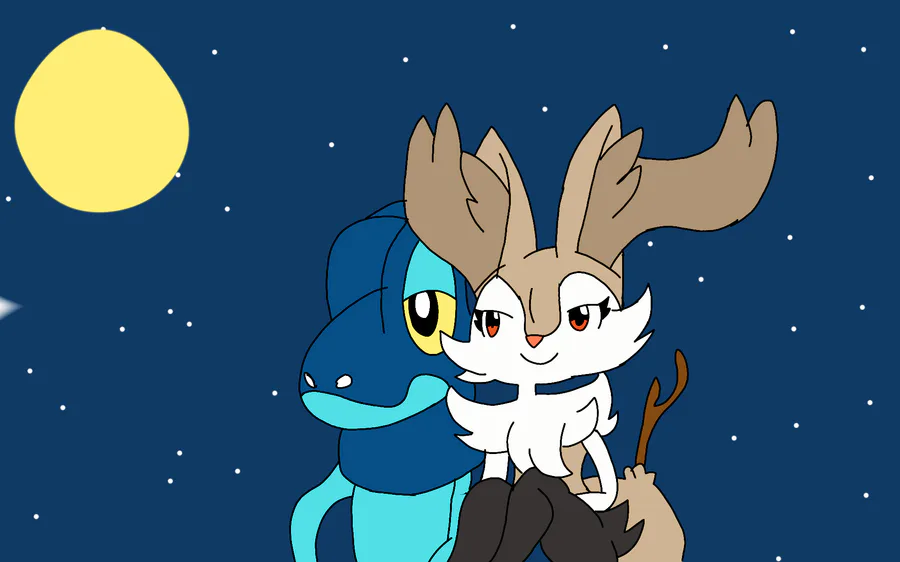 riolu and eevee kiss