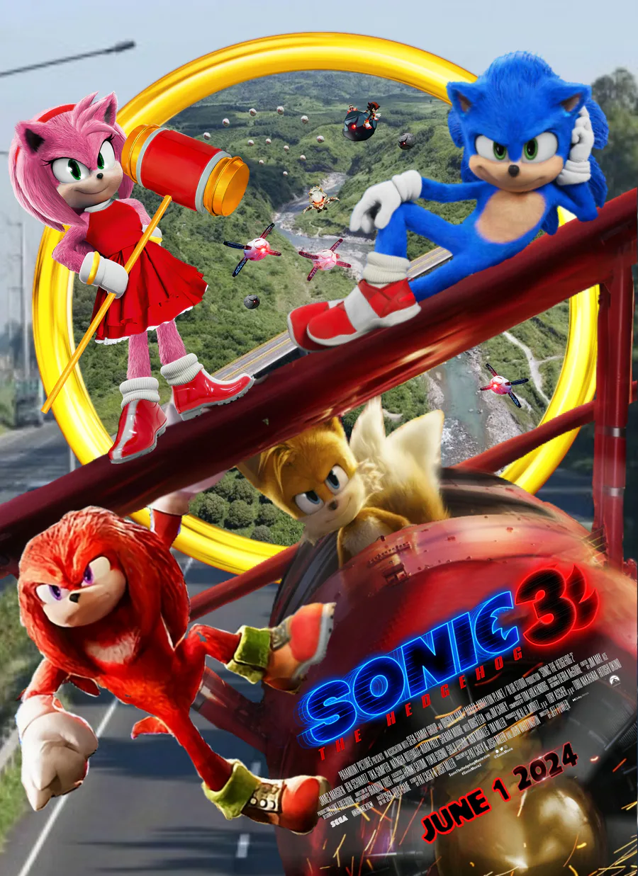 Sonic The Hedgehog 3 2024 Teaser Poster (concept) by lolthd on