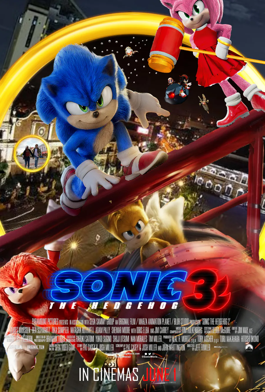 Sonic The Hedgehog 3 2024 Teaser Poster (concept) by lolthd on