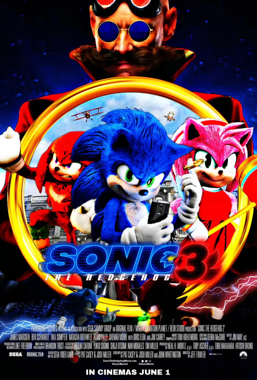 Sonic the Hedgehog 3 Movie Shadow the Hedgehog Poster 