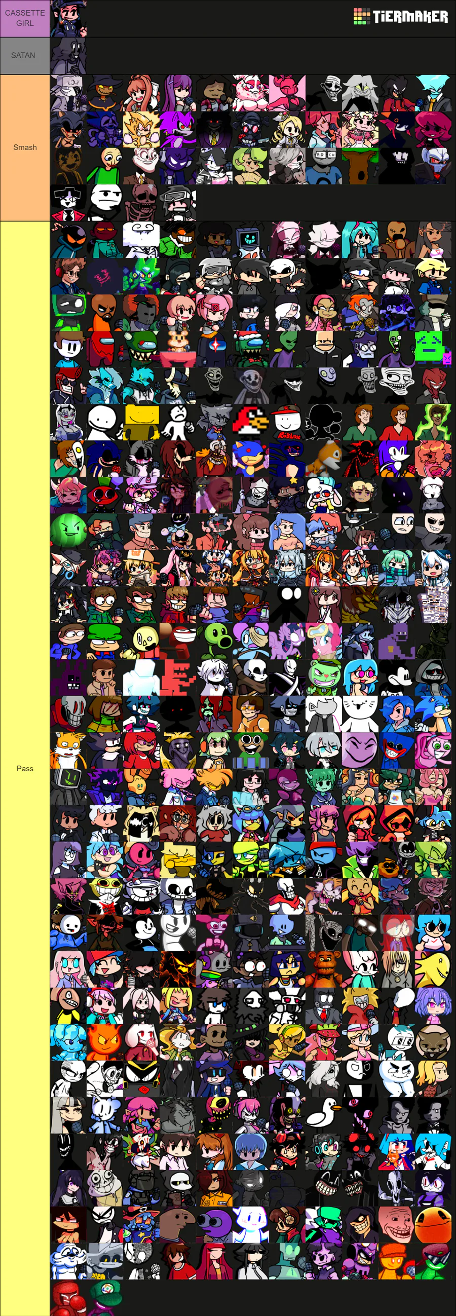 Create a FNF Mods Smash or Pass (Remade) Tier List - TierMaker