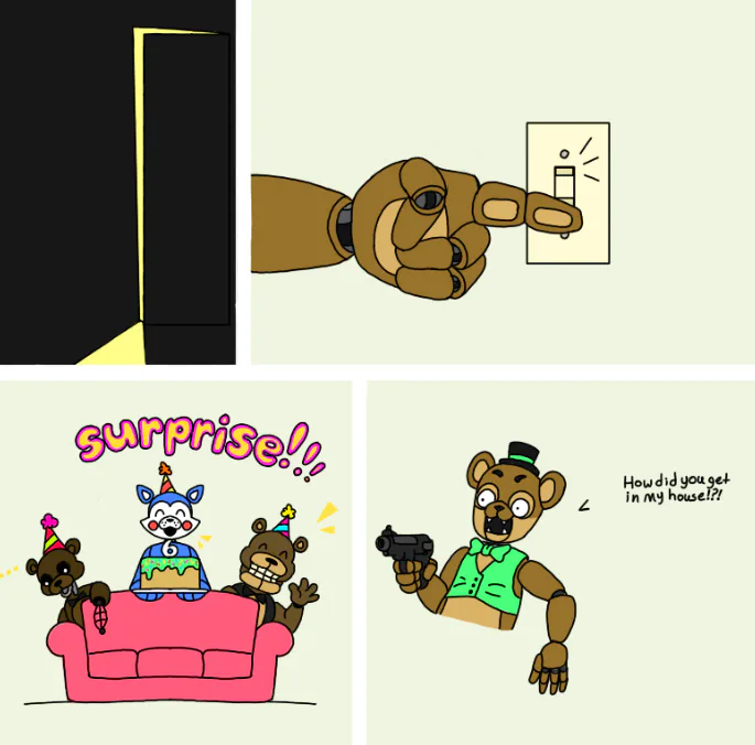 Pissy on Game Jolt: I redrew a page from famous FNaF webcomic series  BlueyCapsules Go c