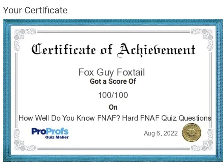 FNAF Quiz (Which FNAF Child Are You) - ProProfs Quiz
