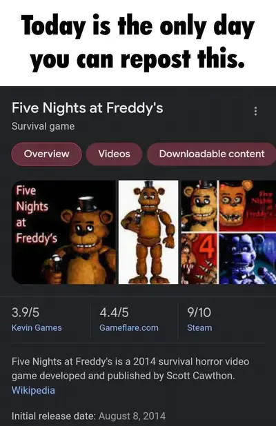 FOXGUYFOXTAIL on Game Jolt: I am the king of FIVE NIGHTS AT FREDDY'S