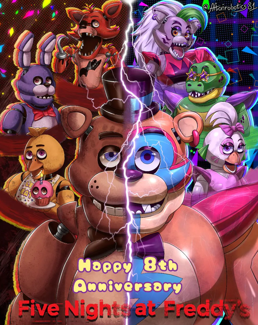 HAPPY 8TH BIRTHDAY FNAF! by SeliDevilfeather -- Fur Affinity [dot] net