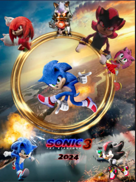 Sonic The Hedgehog 3 2024 Teaser Poster (concept) by lolthd on