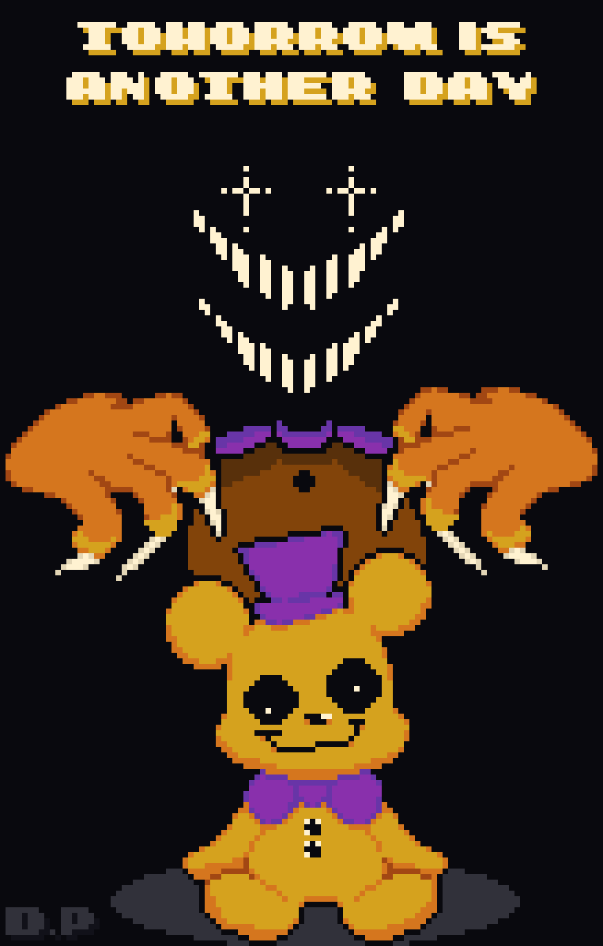 Nightmare fredbear plush pixel art