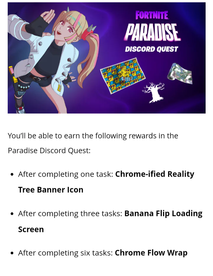 Complete Fortnite's Paradise Discord Quest for Three In-Game Rewards!
