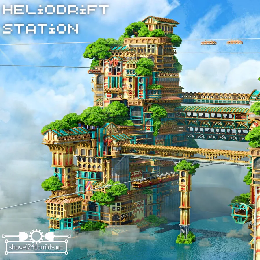 shovel241 on Game Jolt: A solarpunk city built in Minecraft