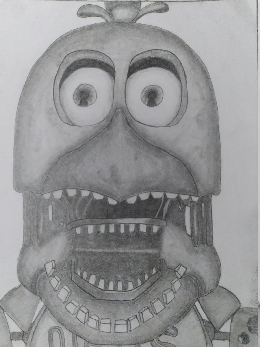 How to draw Withered Chica (FNaF) 