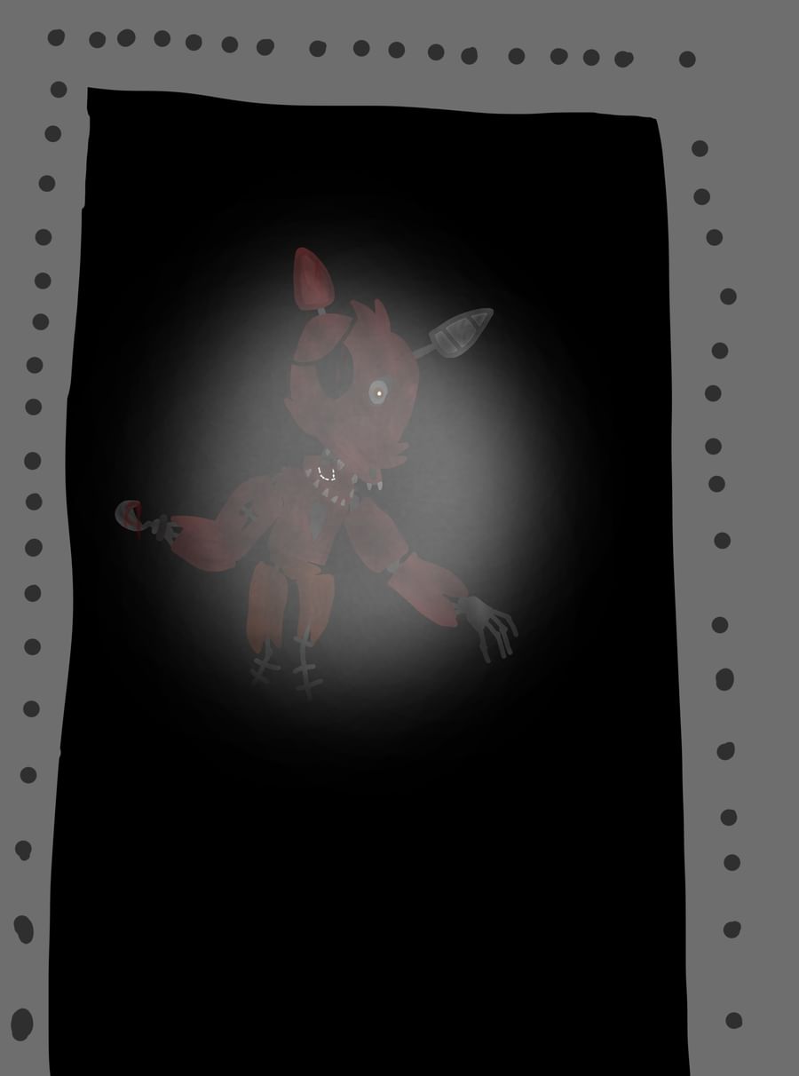 Withered foxy running down a dark hallway