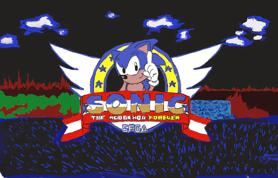 sonic the hedgehog title screen but sonic is replaced