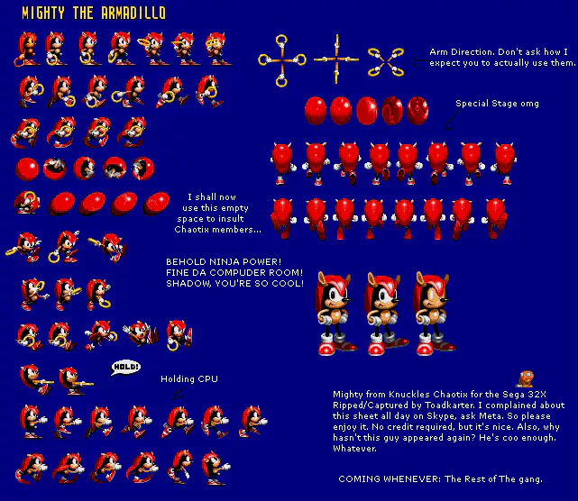 Genesis / 32X / SCD - Mighty in Sonic 1 (Hack) - Mighty the Armadillo - The  Spriters Resource