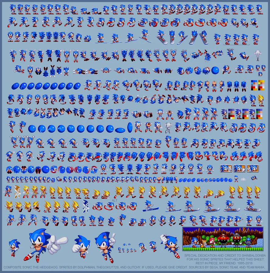 Sonic The Hedgehog (Classic) - 2015 Sprite Sheet. by Shinbaloonba