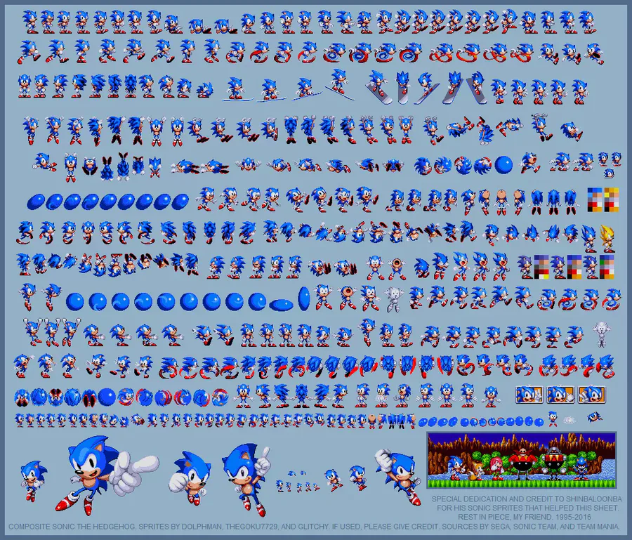 Sonic The Hedgehog (Classic) - 2015 Sprite Sheet. by Shinbaloonba