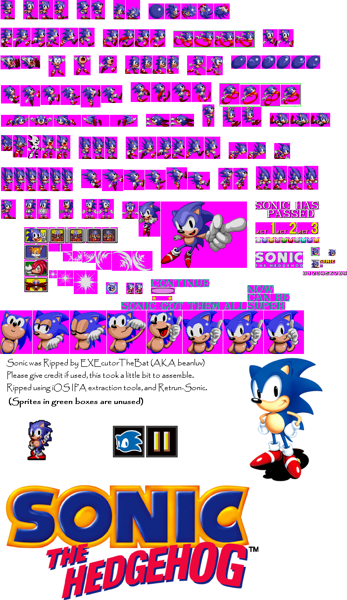 Sonic The Hedgehog (Classic) - 2015 Sprite Sheet. by Shinbaloonba