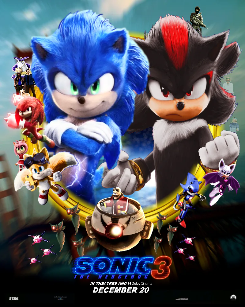 Sonic The Hedgehog 3 Poster, Sonic The Hedgehog 3 Movie Poster