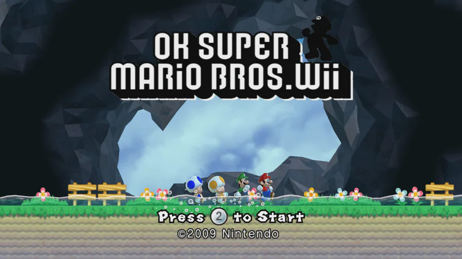 New Super Mario Bros Wii Title Screens (2009, Nintendo) 