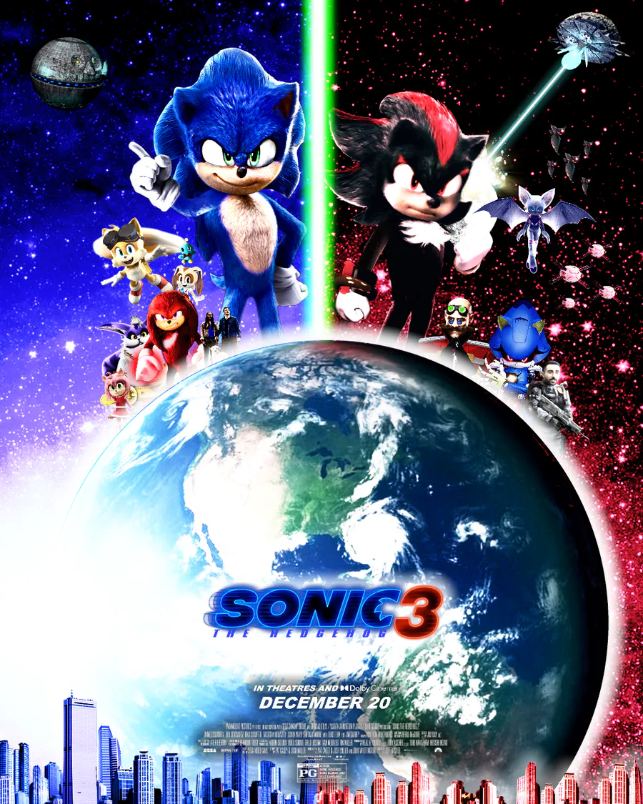 Sonic 3 poster  Hedgehog movie, Sonic, Fantasy wolf