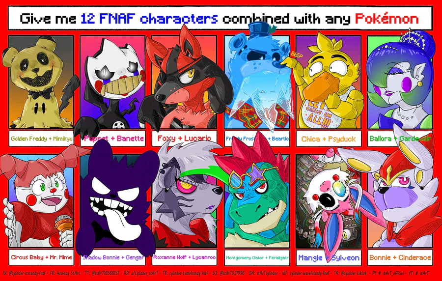 Pokemon All FNAF animatronics