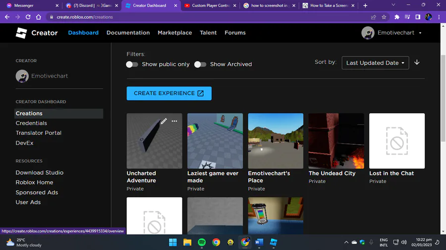 roblox.com create dashboard