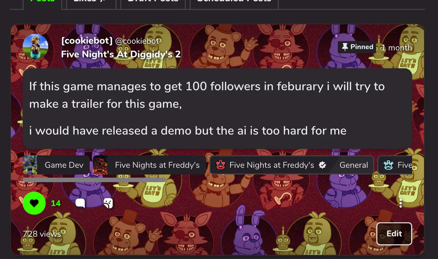 New posts in Fnaf - lulu's Community Community on Game Jolt